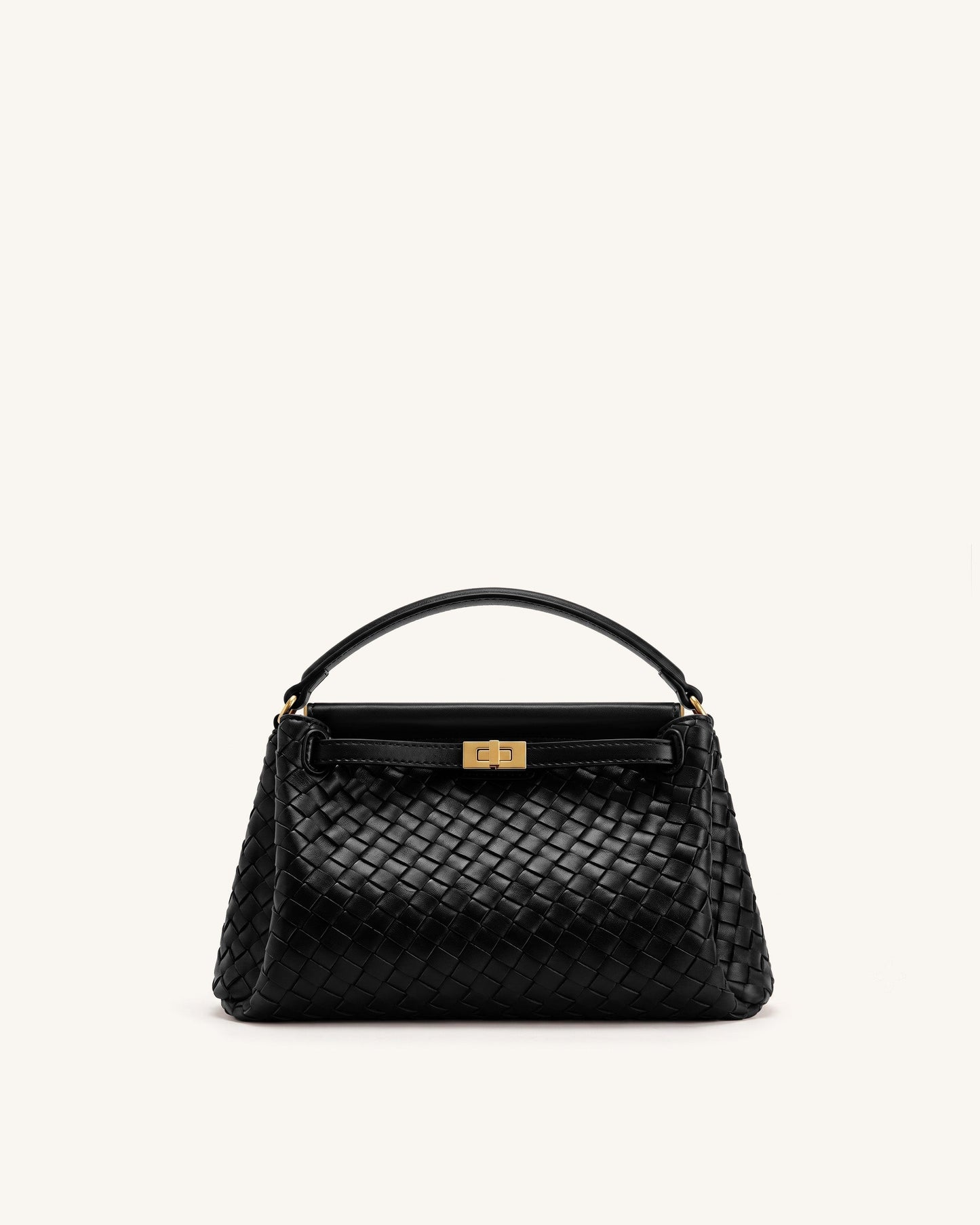 Carmen Woven Top Handle Bag - Charcoal Black