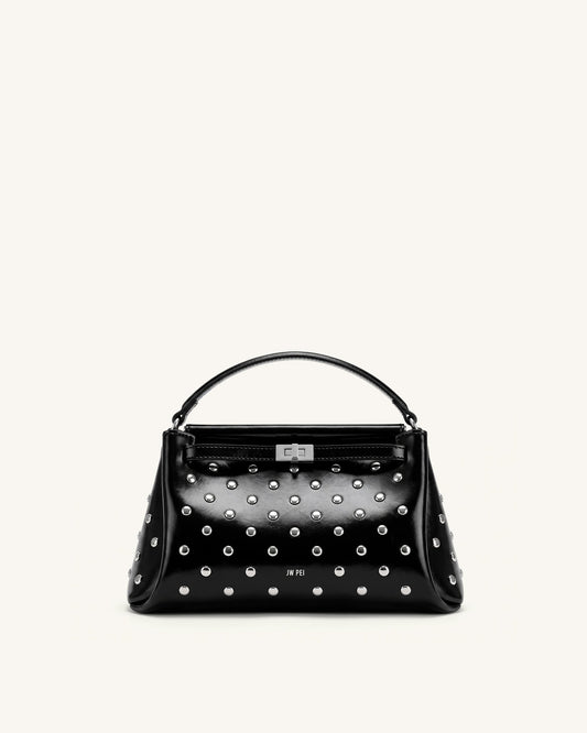 Carmen Studded Top Handle Bag - Ink Black