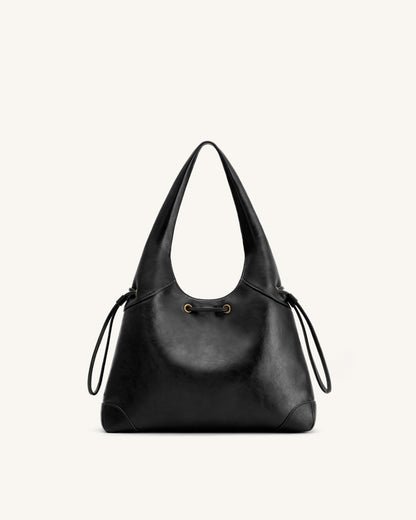 Celandra Drawstring Hobo Bag - Black
