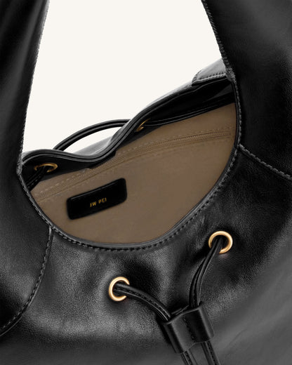 Celandra Drawstring Hobo Bag - Black