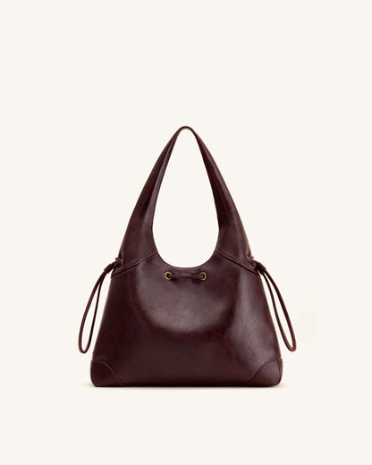 Celandra Drawstring Hobo Bag - Deep Burgundy