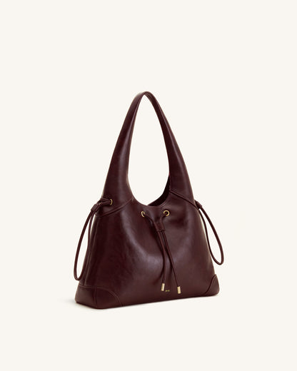 Celandra Drawstring Hobo Bag - Deep Burgundy