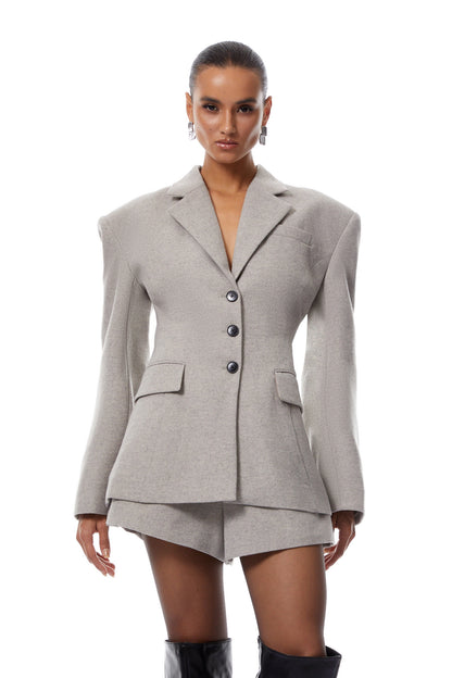 Amandine Grey Tweed Blazer & Shorts Set