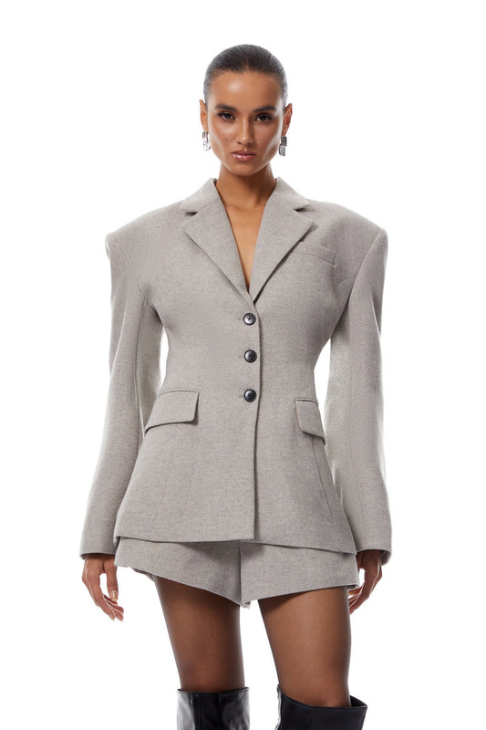 Amandine Grey Tweed Blazer & Shorts Set