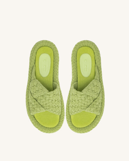 Lilah Woven Platform Sandal - Lime Green