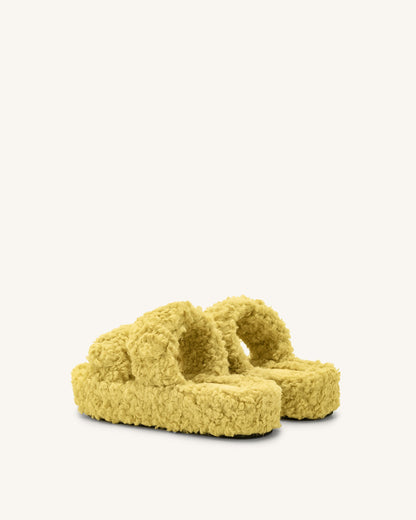 Lexi Faux Fur Platform Sandal - Yellow