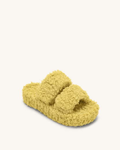 Lexi Faux Fur Platform Sandal - Yellow