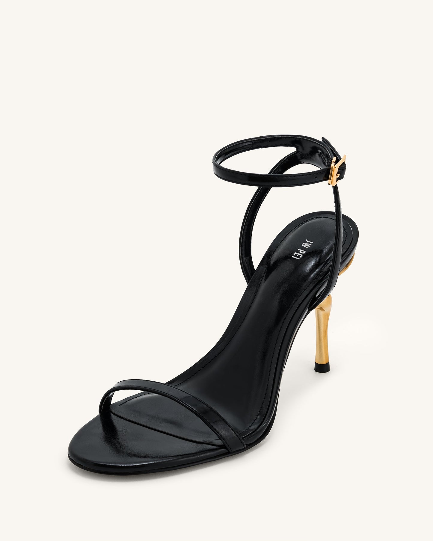 Alivia Altın Metal Detaylı Topuk Sandalet - Siyah