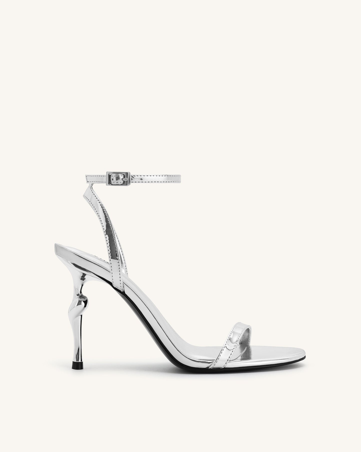Alivia Altın Metal Detaylı Topuk Sandalet - Gümüş