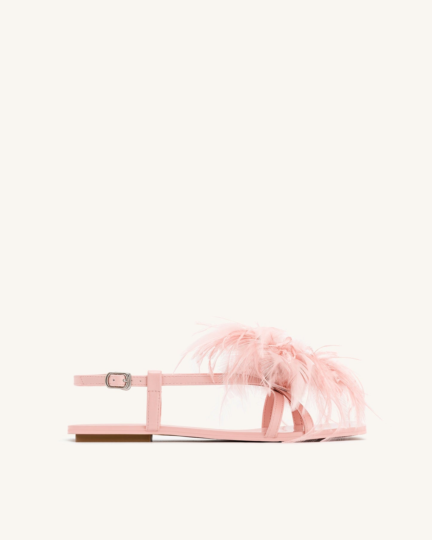 Tüylü Yumuşak Babet Sandalet - Pembe Bej
