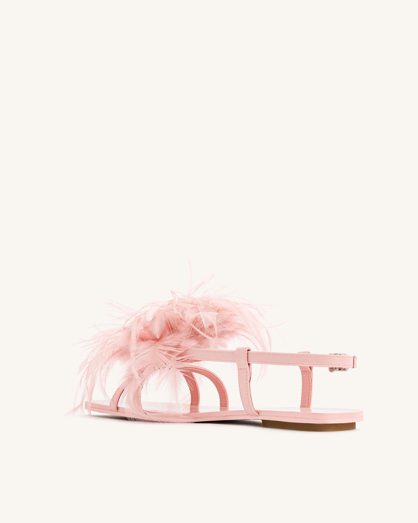 Tüylü Yumuşak Babet Sandalet - Pembe Bej