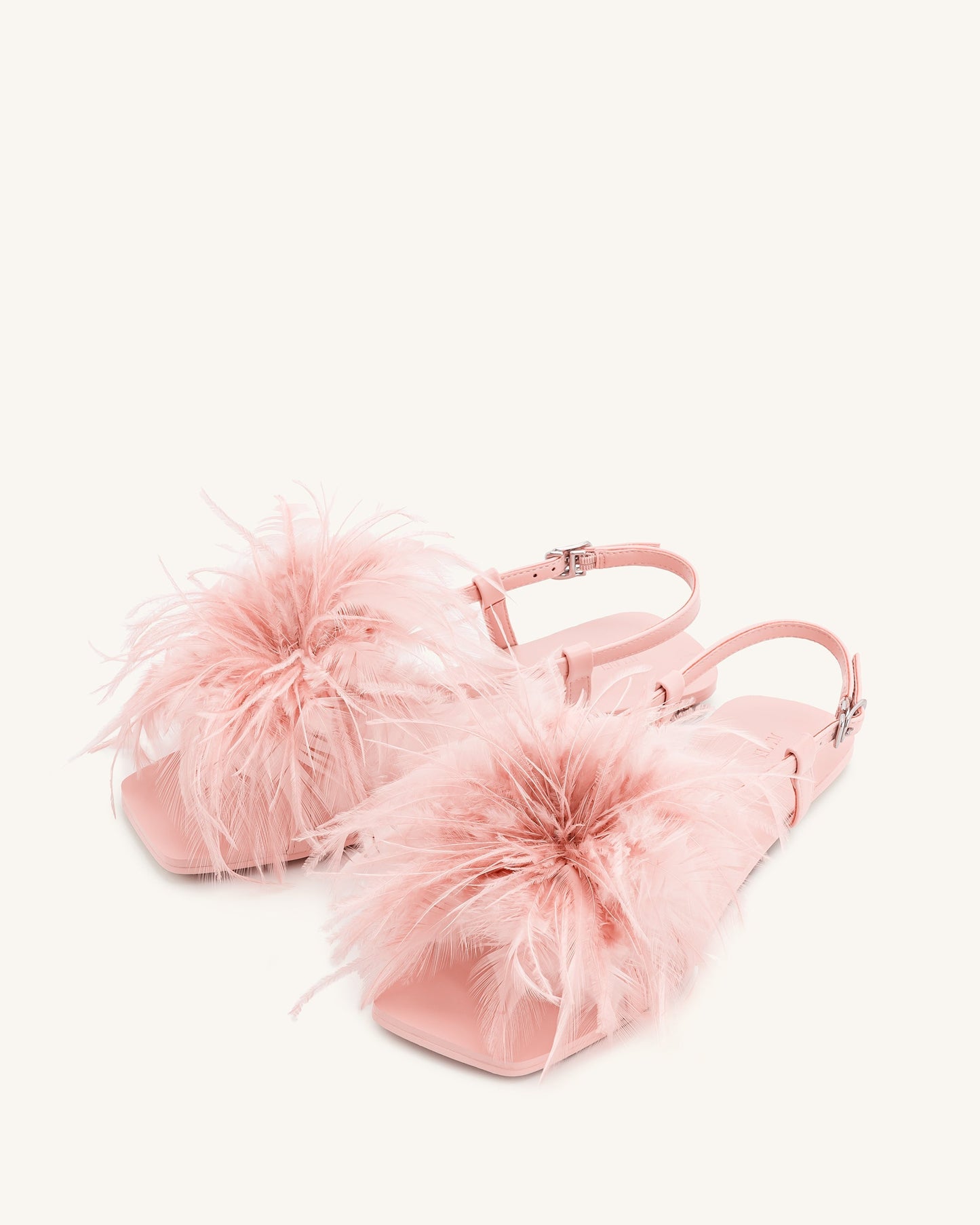 Tüylü Yumuşak Babet Sandalet - Pembe Bej