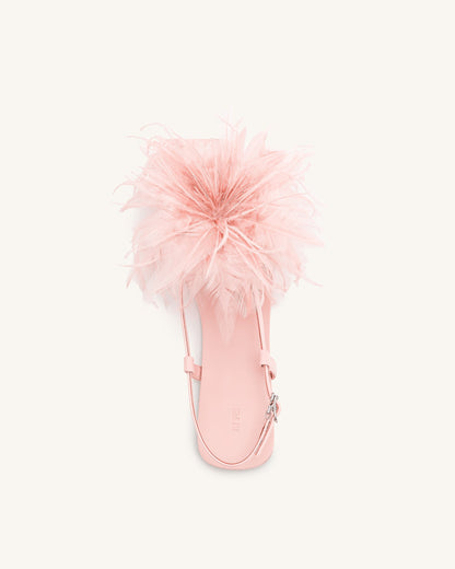 Tüylü Yumuşak Babet Sandalet - Pembe Bej