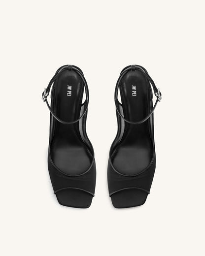 Serenity Açık Burun File Arkası Açık (Slingback) Sandalet - Siyah