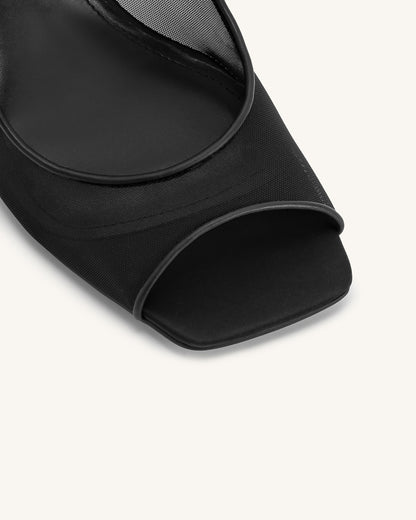 Serenity Açık Burun File Arkası Açık (Slingback) Sandalet - Siyah