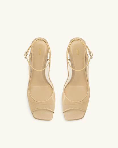 Serenity Open Toe Mesh Slingback Sandals - Khaki