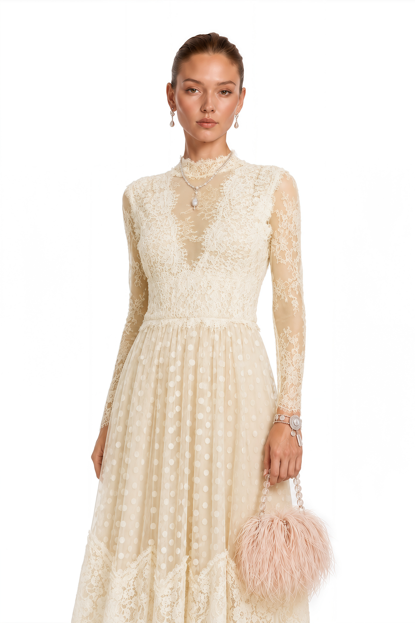 Éliane Polka-Dot Lace-Embroidered Midi Dress