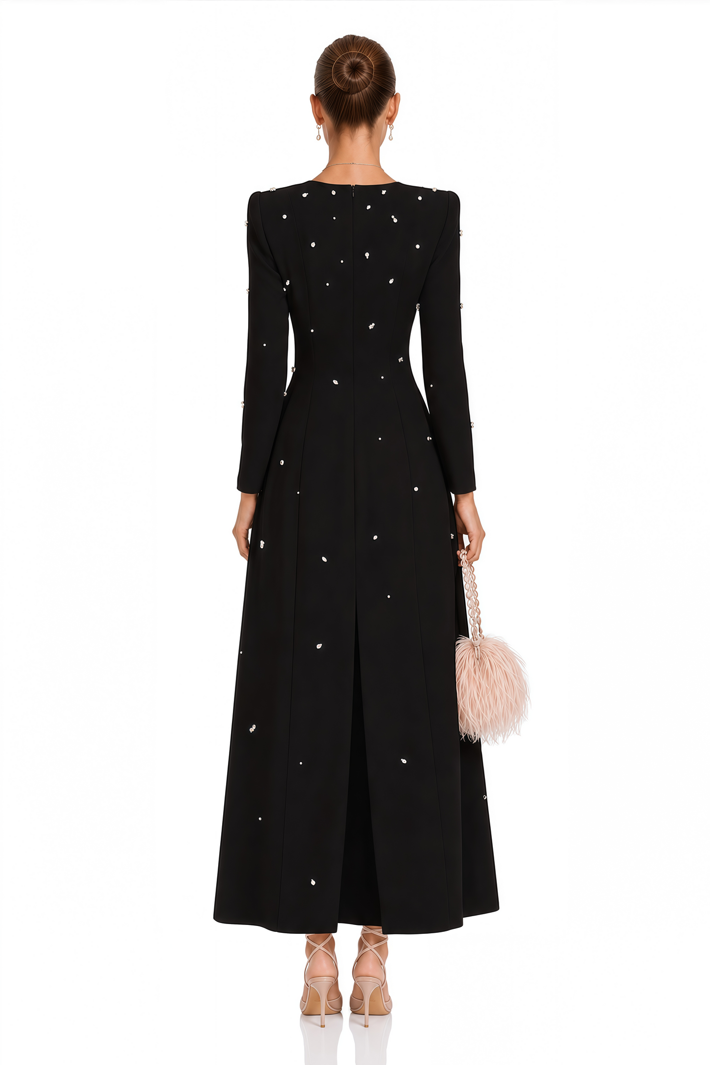 Imelda Black Crystal-Embellished Maxi Dress