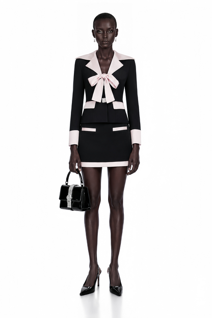Uaine Black Two-Piece Jacket and Skirt Set