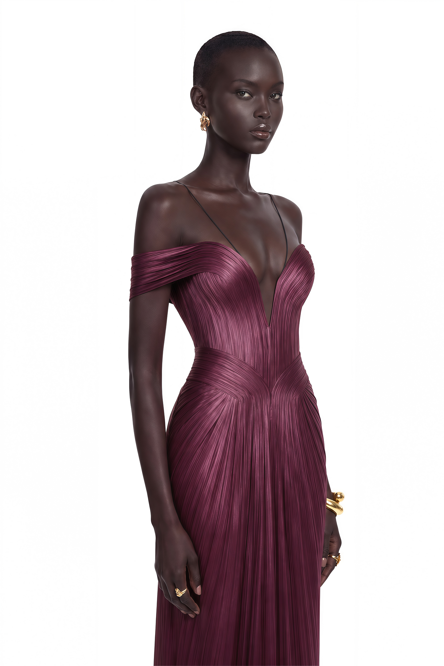 Marise Pink Draped Satin Maxi Dress