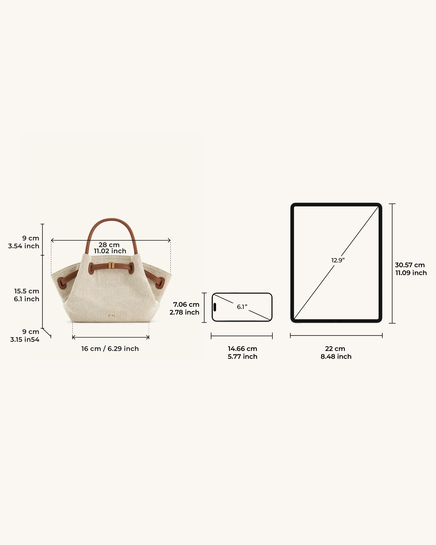 Hana Mini Tote Çanta - Kahverengi Kanvas