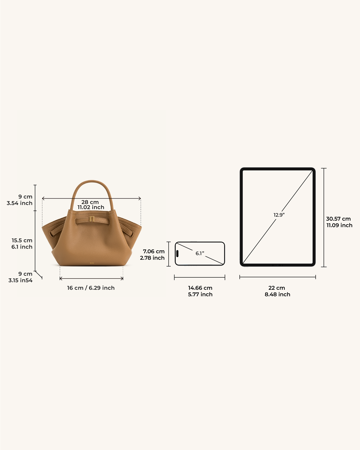 Hana Mini Tote Çanta - Latte Rengi Renk
