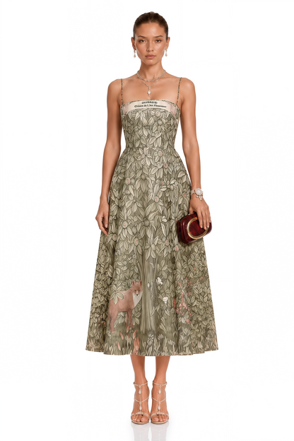 Claudia Green Jungle Print Midi Dress