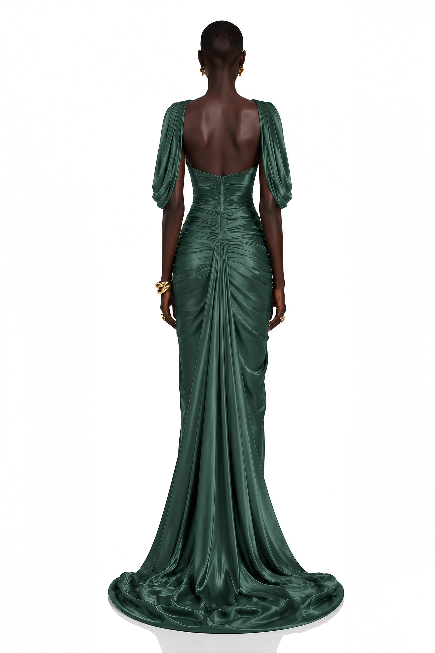 Hazel Green Asymmetrical Draped Maxi Dress