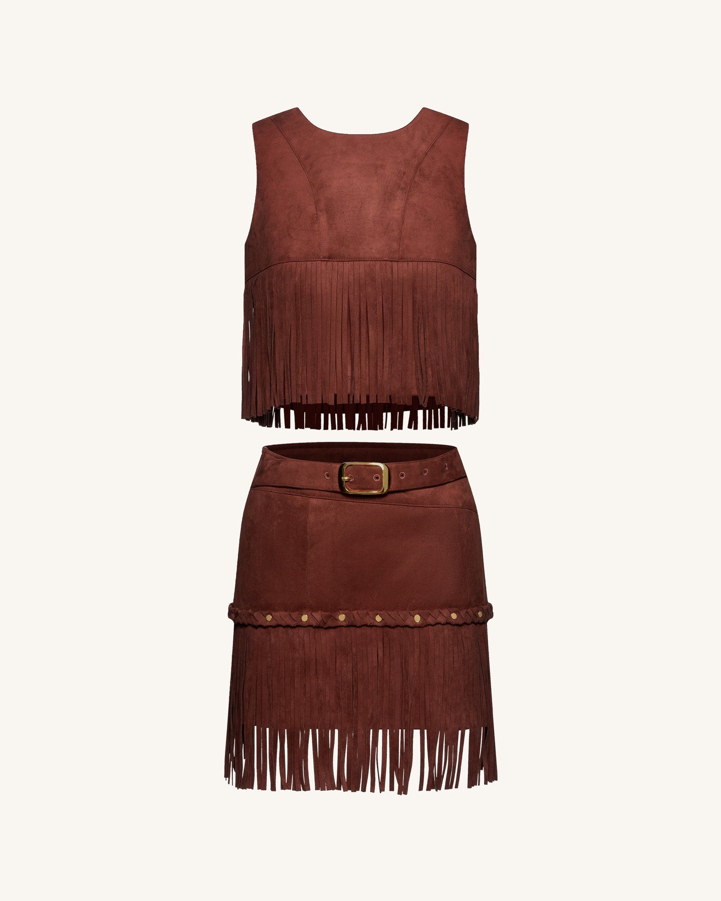Suni Süet Püsküllü Halter Yaka - Bordo