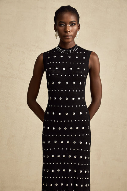 Chloé studded crochet-knit maxi dress in Black
