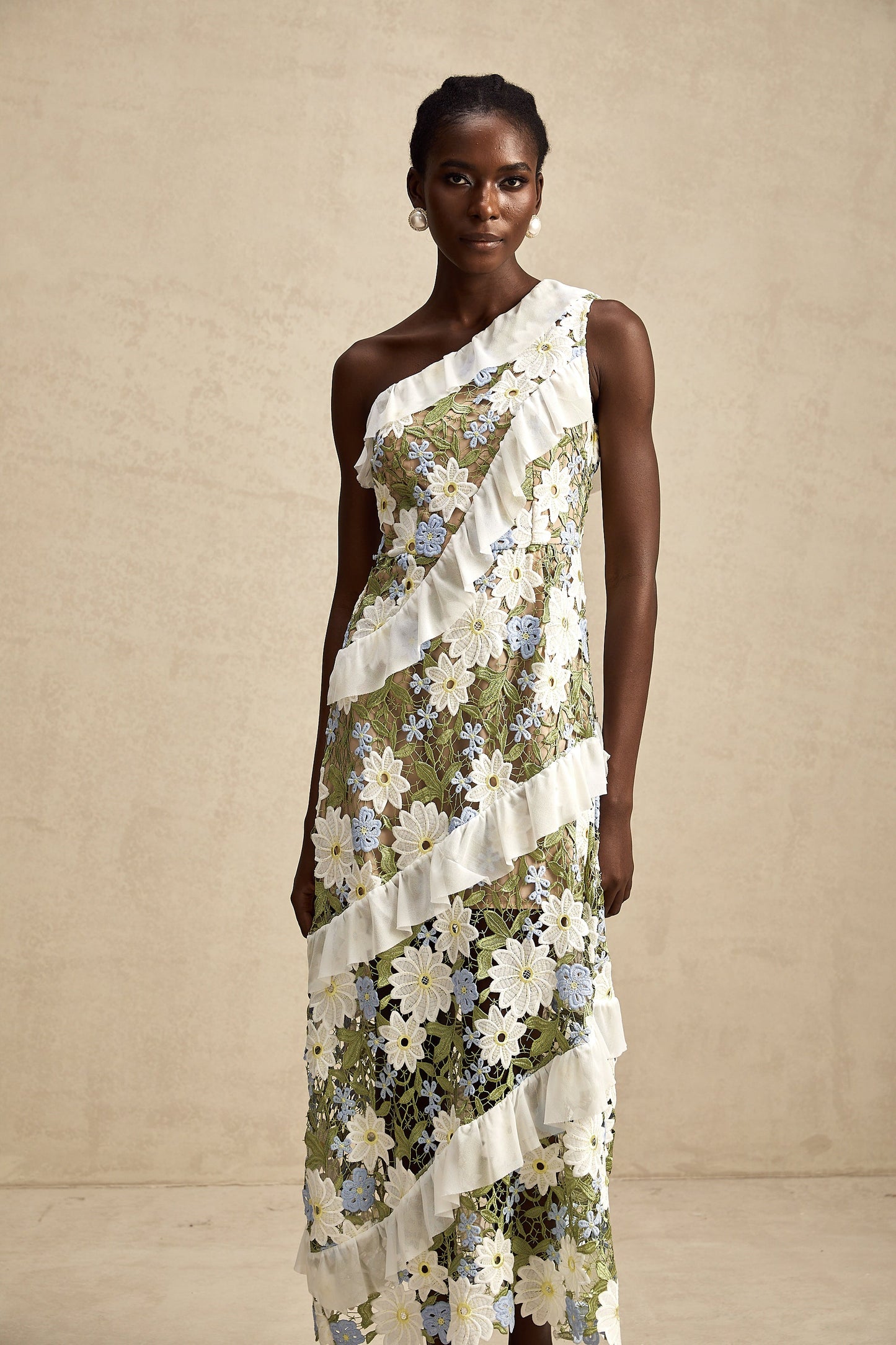 Clémence floral embroidered midi dress