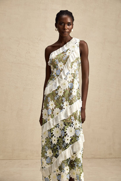 Clémence floral embroidered midi dress