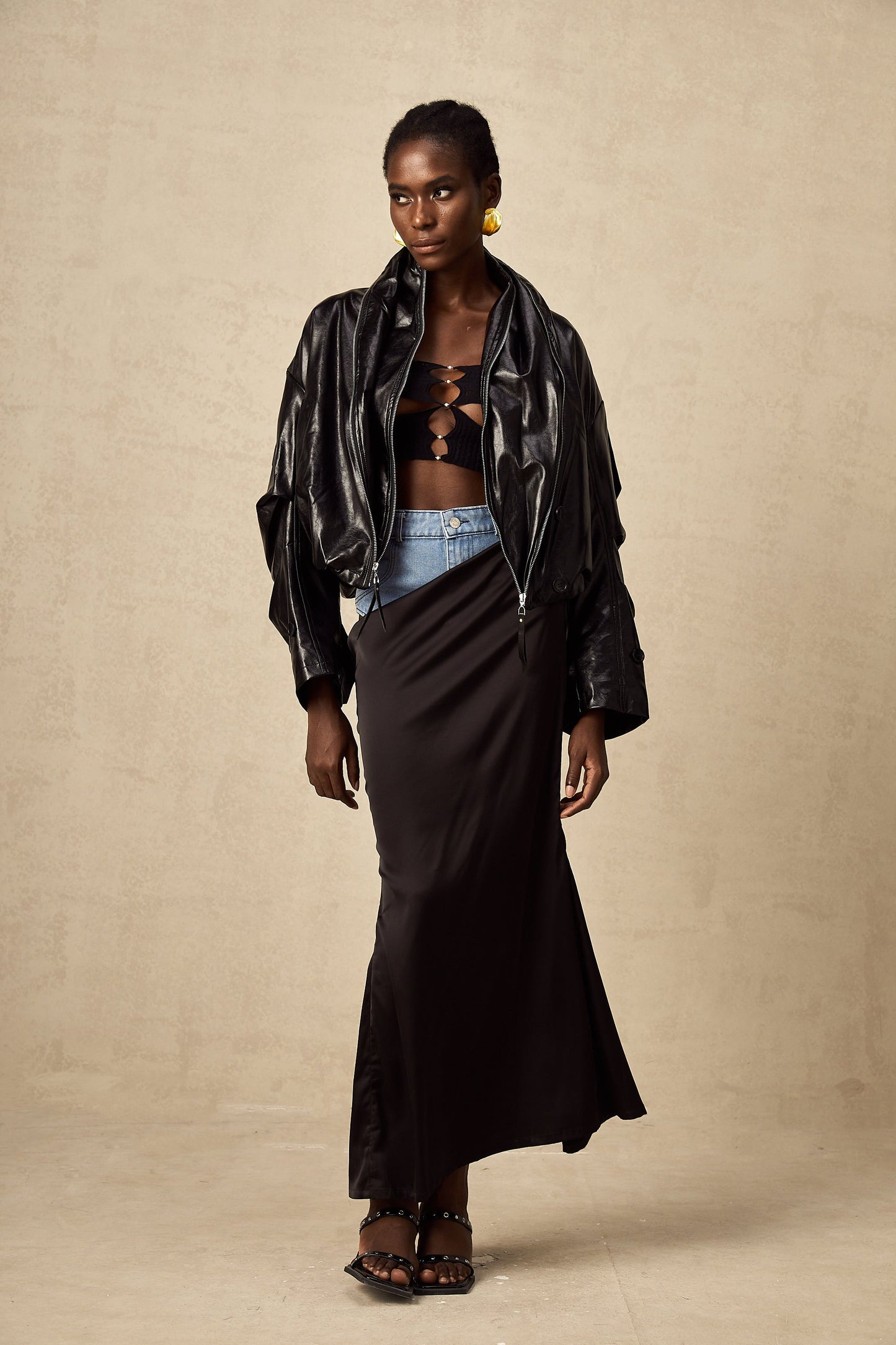 Virginie quilted cropped leather jacket