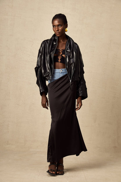 Virginie quilted cropped leather jacket