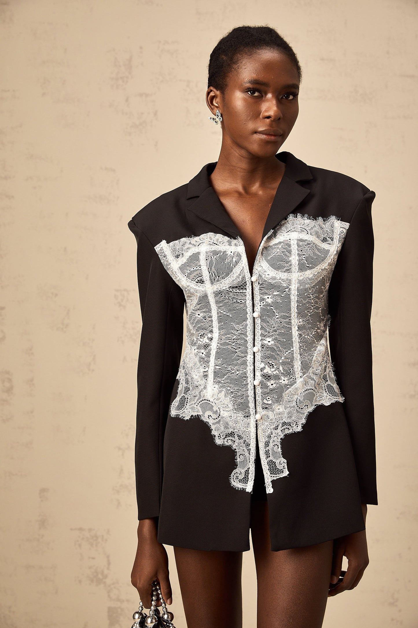 Alexia renk bloklu dantel panelli blazer