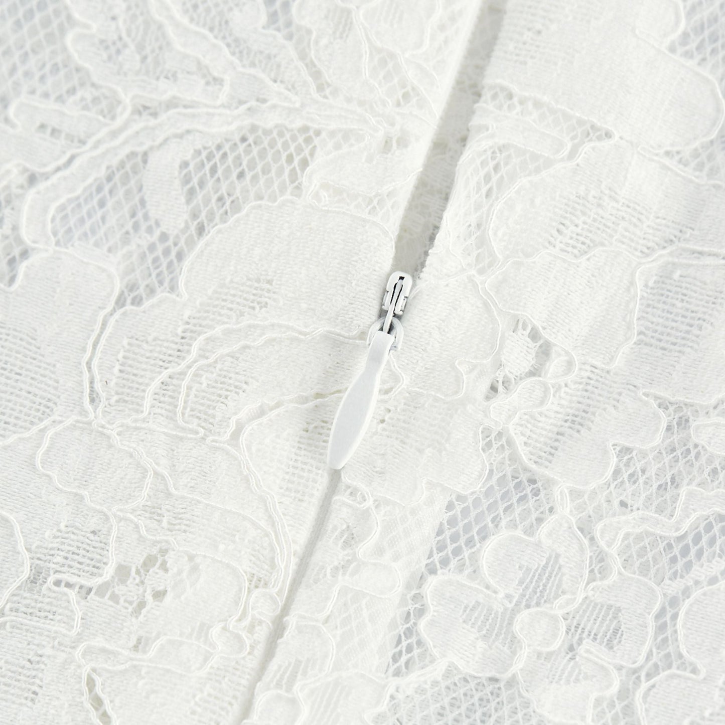 Elodiea White Floral Lace Flared Sleeves Midi Dress