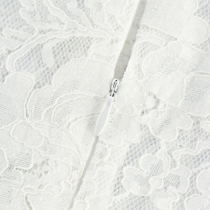 Elodiea White Floral Lace Flared Sleeves Midi Dress