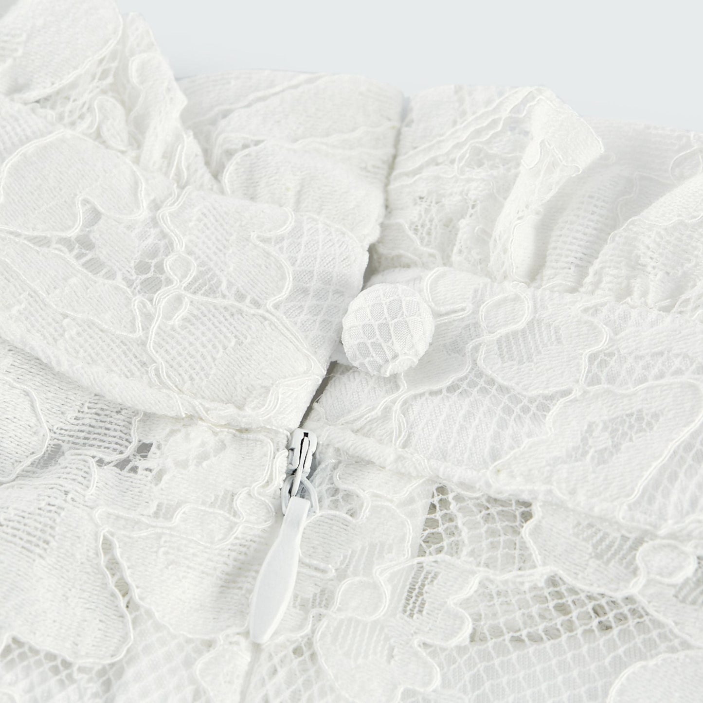 Elodiea White Floral Lace Flared Sleeves Midi Dress