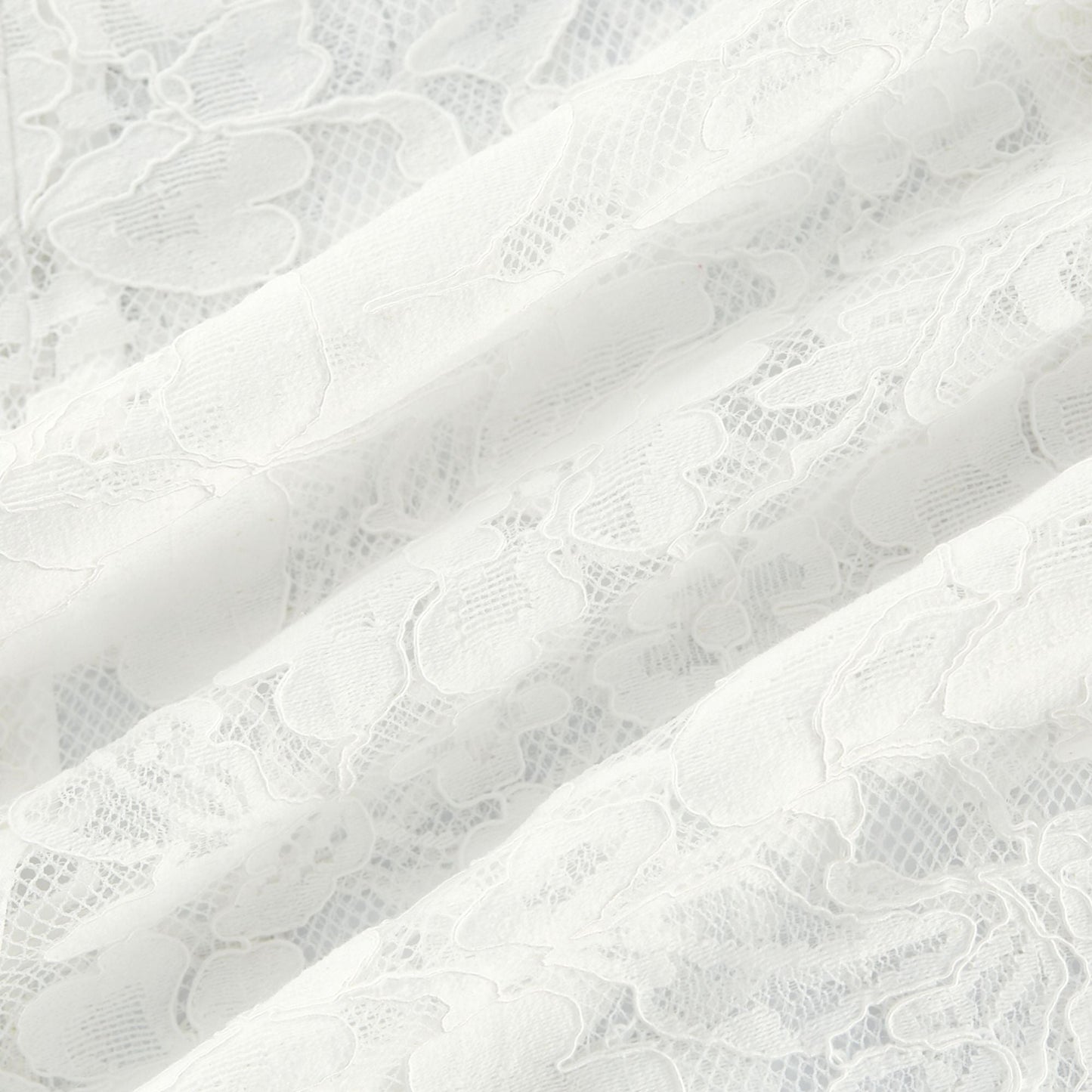Elodiea White Floral Lace Flared Sleeves Midi Dress