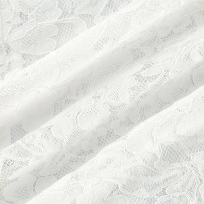 Elodiea White Floral Lace Flared Sleeves Midi Dress