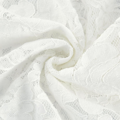 Elodiea White Floral Lace Flared Sleeves Midi Dress