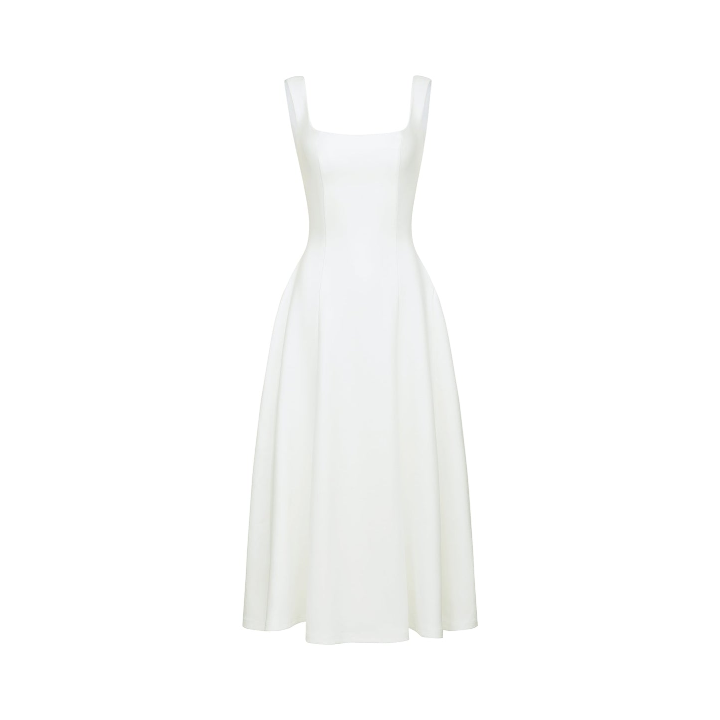 Thala White Pleated Flared Midi Dress