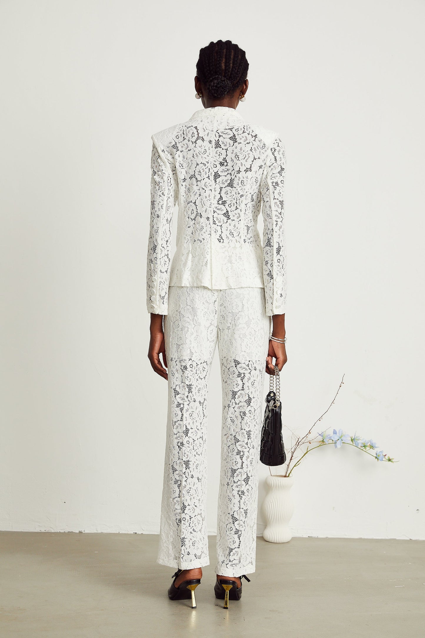 Zoé Sheer Lace Blazer & Trousers Matching Set