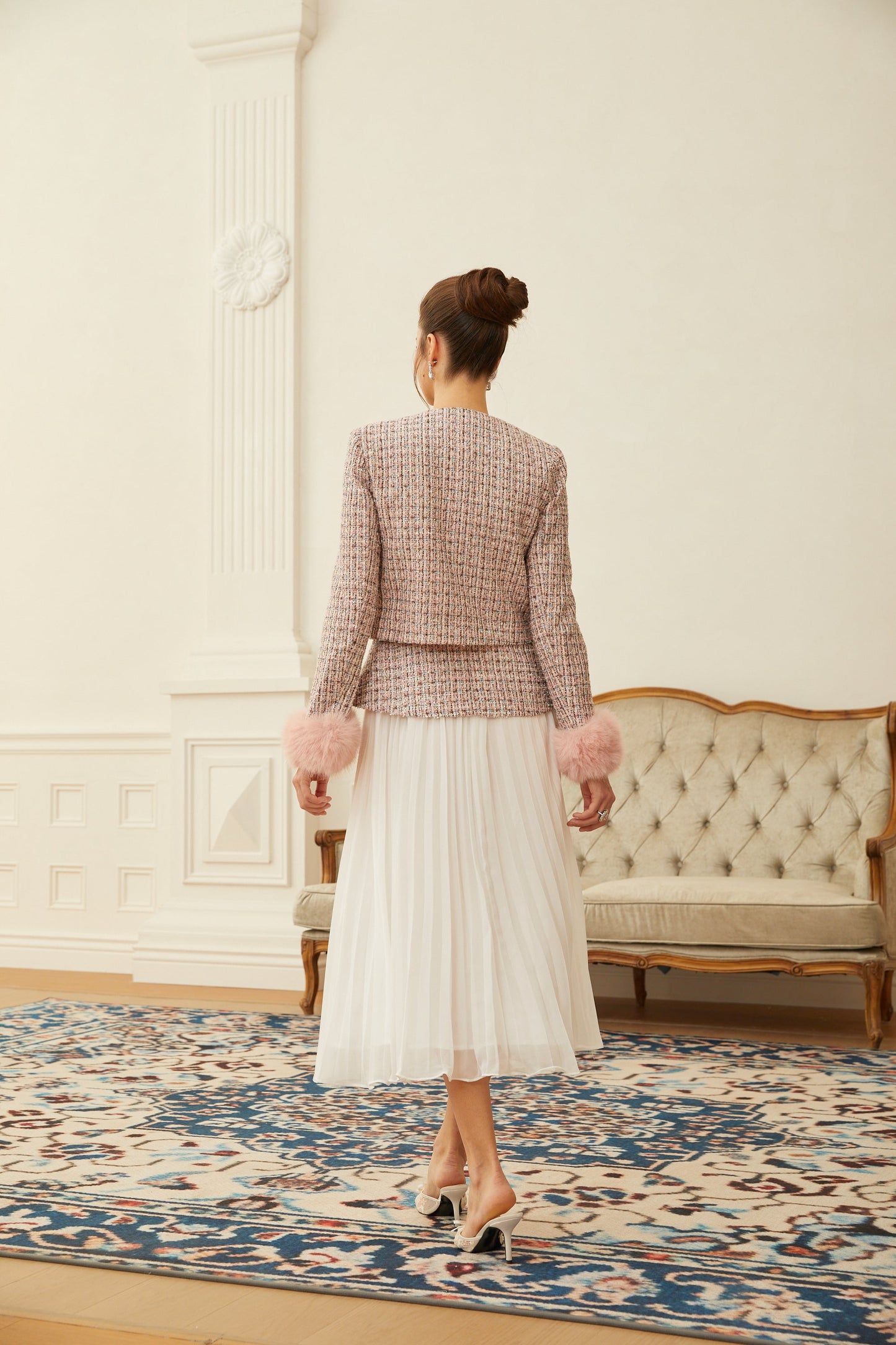 Lola Pink Embellished Checked Tweed Jacket