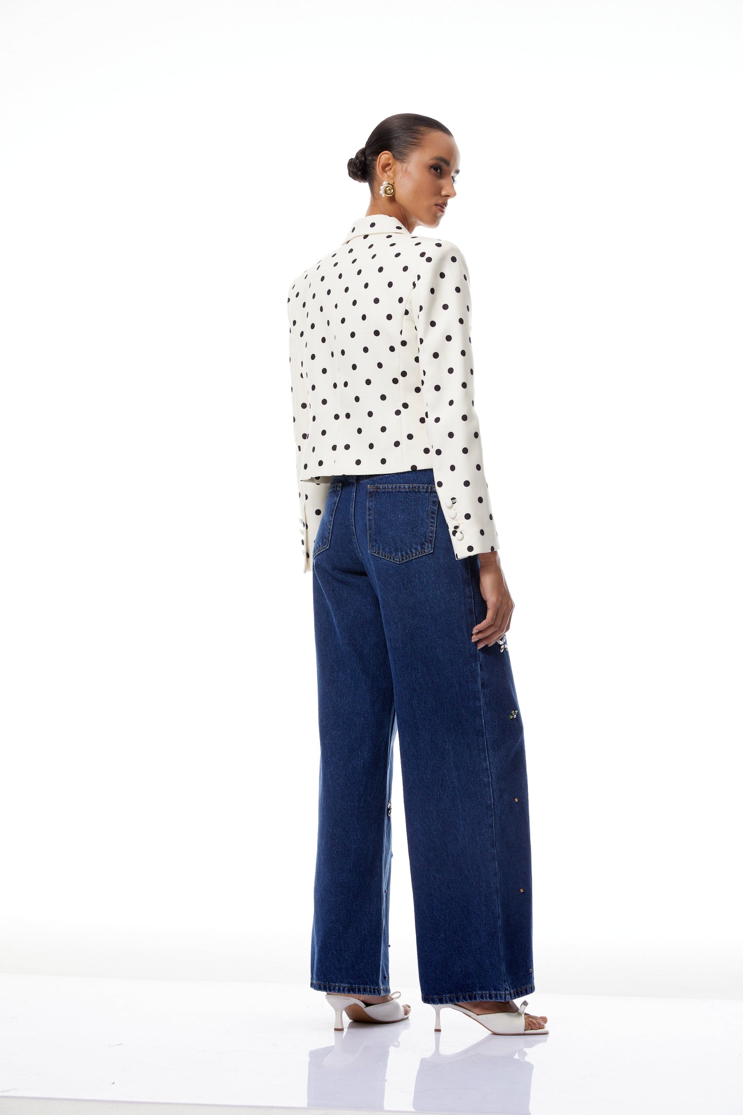 Valentine White Bowknot Polka Dot Short Jacket