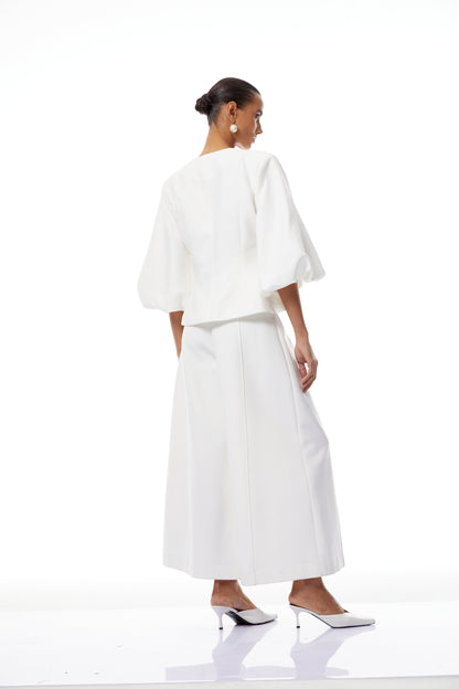 Bérénice White Crystal Embellished Peplum Jacket
