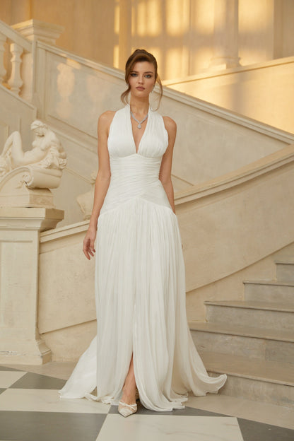 Uranie White Gathered Maxi Dress