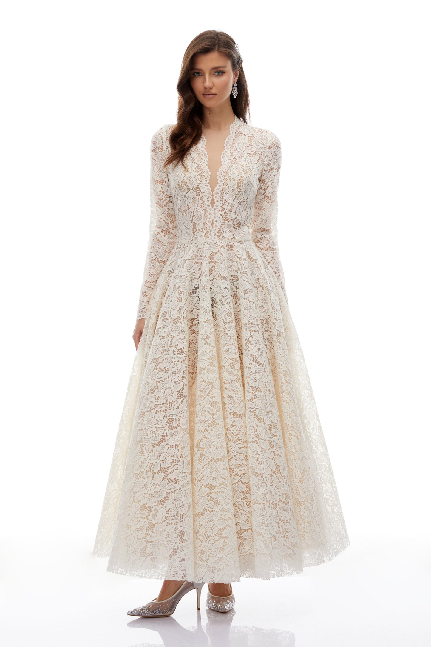 Oliana Ivory Lace Maxi Gown