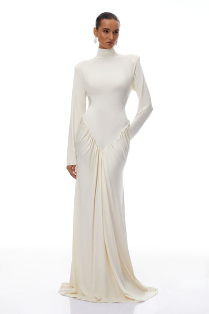 Harriet White Cut Out Ruched Maxi Dress