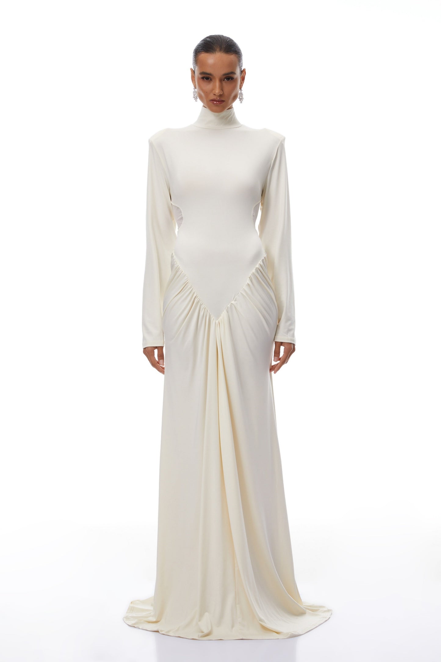 Harriet White Cut Out Ruched Maxi Dress